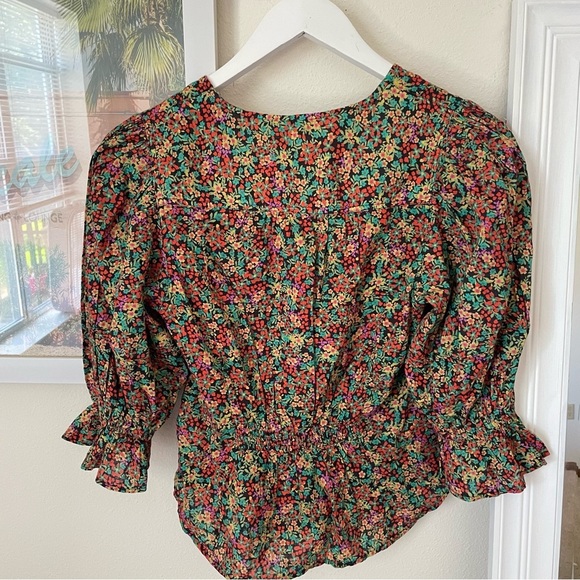 Free People I Found You Floral Blouse Top in Black Motif Size Small - Picture 5 of 5